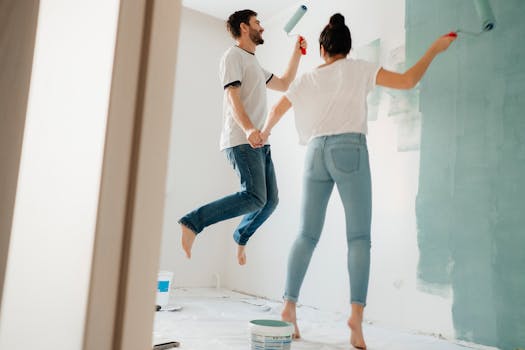 happy family renovating their new home