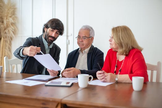 senior couple discussing financial options