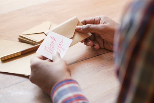 A person writing a gift letter with a pen and paper