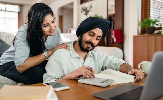 stressed family looking at bills