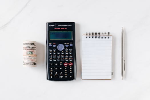 calculator and notepad