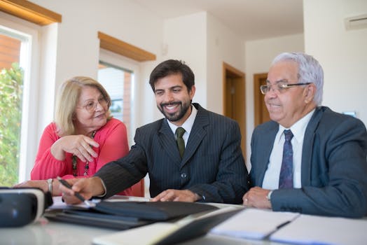 happy elderly couple discussing finances