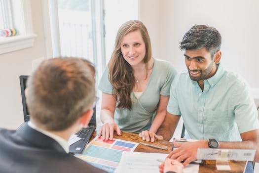 happy couple discussing mortgage options