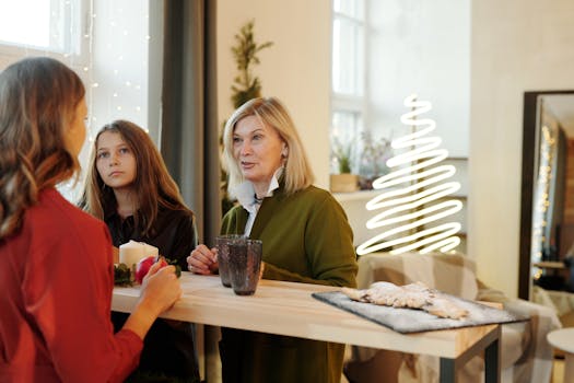 family discussing their budget