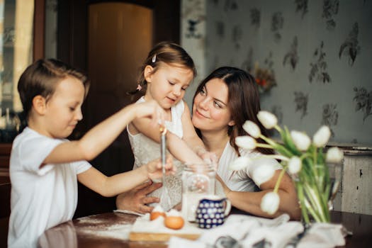 a family budgeting at a kitchen table