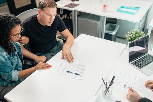 a family discussing options with a financial advisor